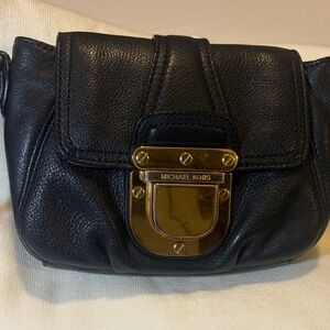 Michael Kors Black Crossbody Bag with Gold Accents